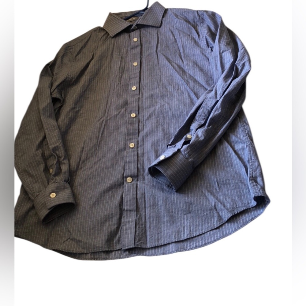 Men’s Michael Kors 16 1/2 32/33 Slim Fit Blue & White Striped Dress Shirt
